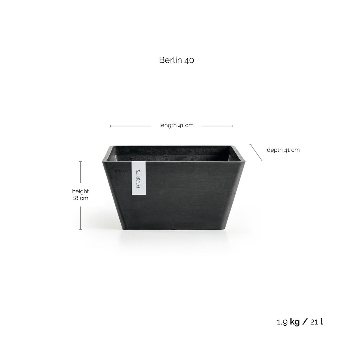 BLUMENTOPF Berlin 41/41/18 cm Dunkelgrau - Dunkelgrau, Kunststoff (41/18cm) - Ecopots