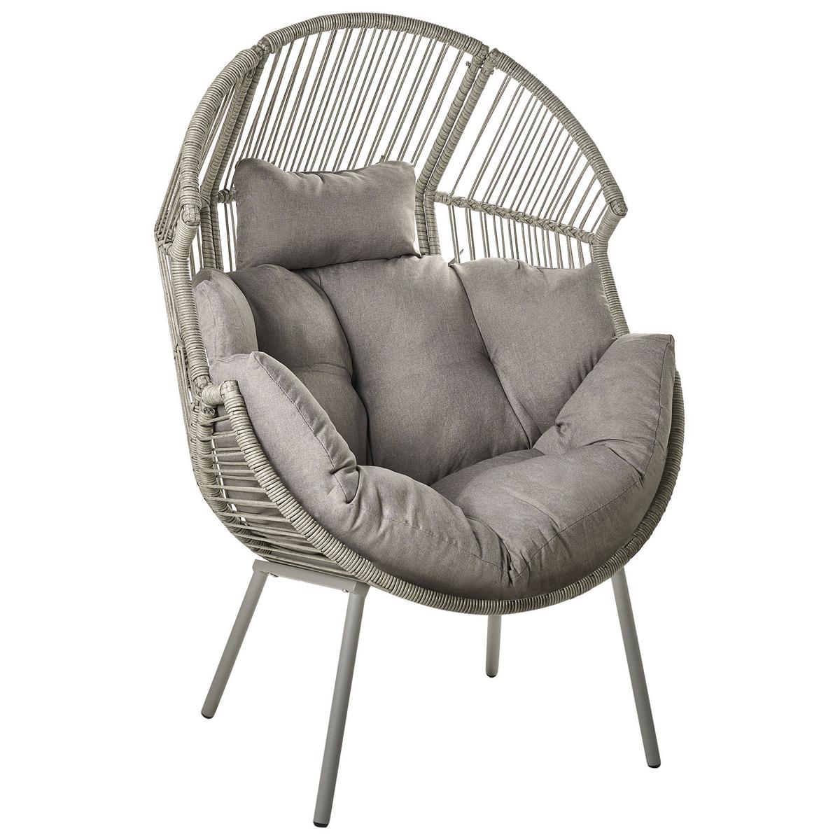 GARTENSTUHL Grau Murano - Grau, Kunststoff (89/130/93cm) - Beliani