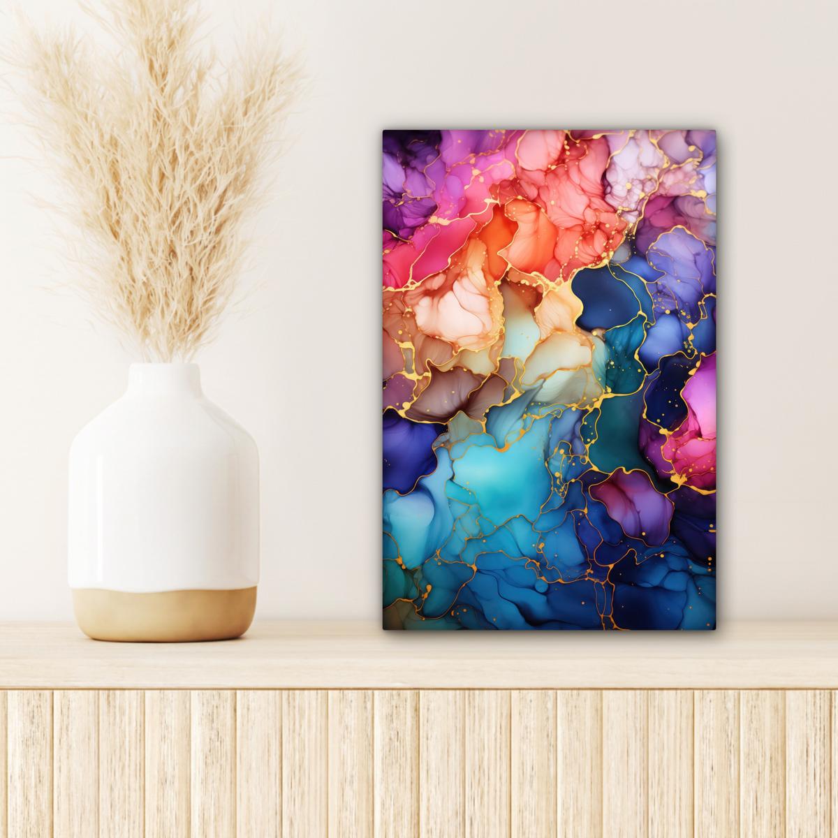 LEINWANDBILD Marmor - Bunt - Abstrakt Deko Wohnzimmer 20x30 cm - Multicolor, Textil (20/30cm) - MuchoWow
