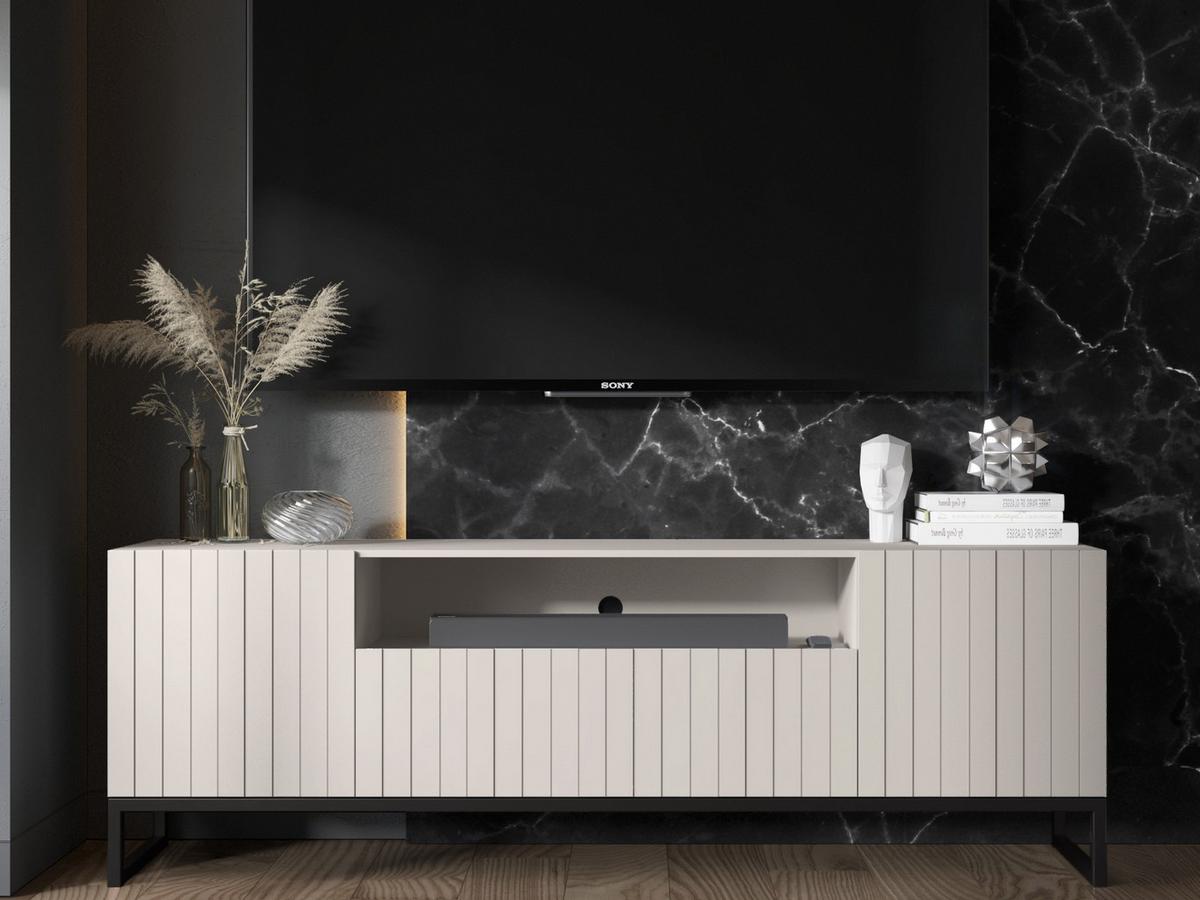 TV-SCHRANK Elpis2 Kaschmir Matt mit Metallrahmen Glamour 150 cm - Kaschmir, Holzwerkstoff (150/51.5/36.5cm) - Meble Lindner