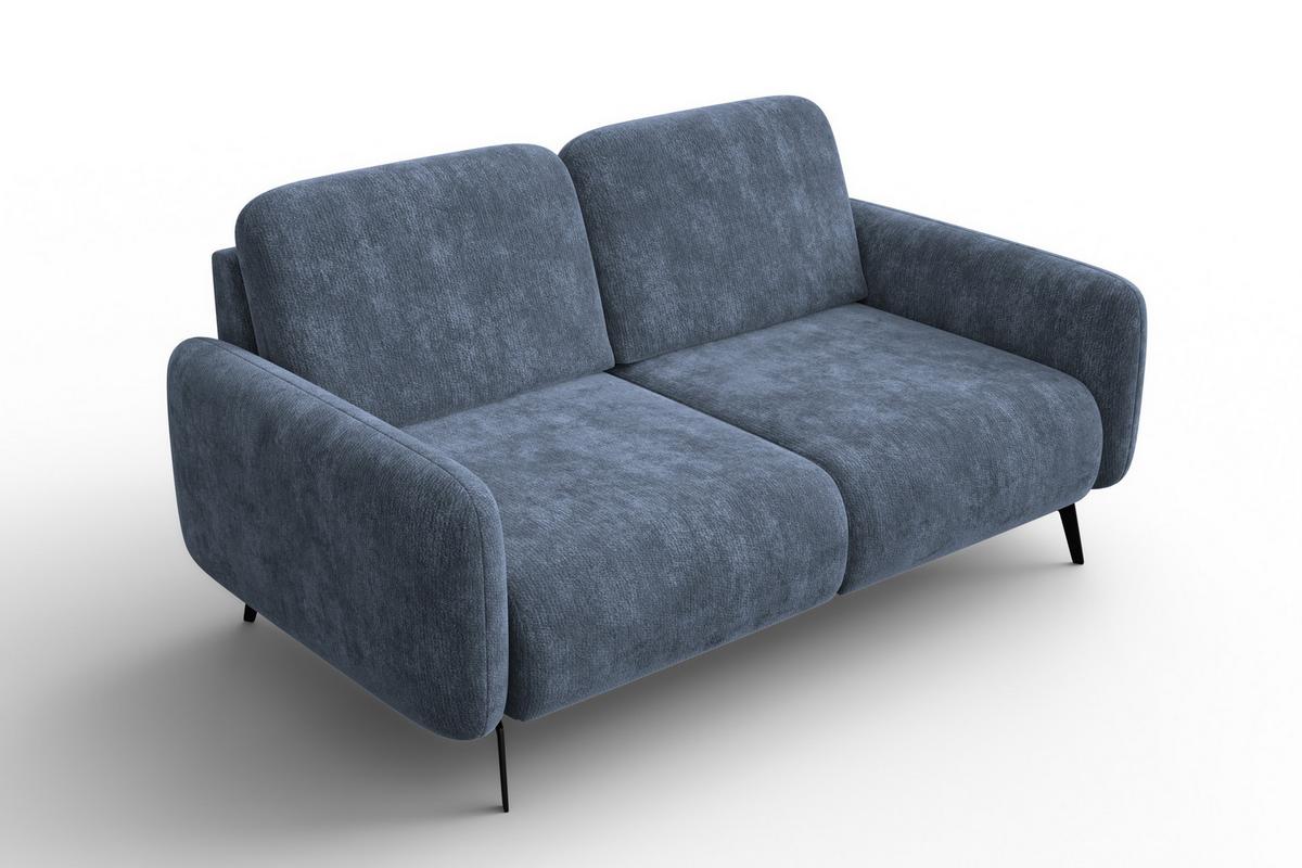 SOFA FEBE 2-Sitzer, marineblauer Chenille-Stoff - Blau/Schwarz, Holz/Textil (160/82/96cm) - Wozimo