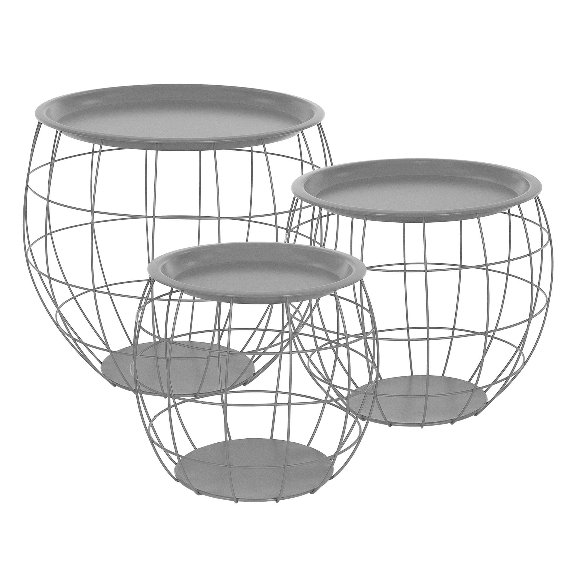 BEISTELLTISCH rund Ø31cm/Ø38cm/Ø47cm Grau aus Metall - Grau, Metall (43/43/40cm) - ML-DESIGN