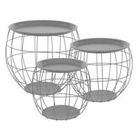 BEISTELLTISCH rund Ø31cm/Ø38cm/Ø47cm Grau aus Metall - Grau, Metall (43/43/40cm) - ML-DESIGN