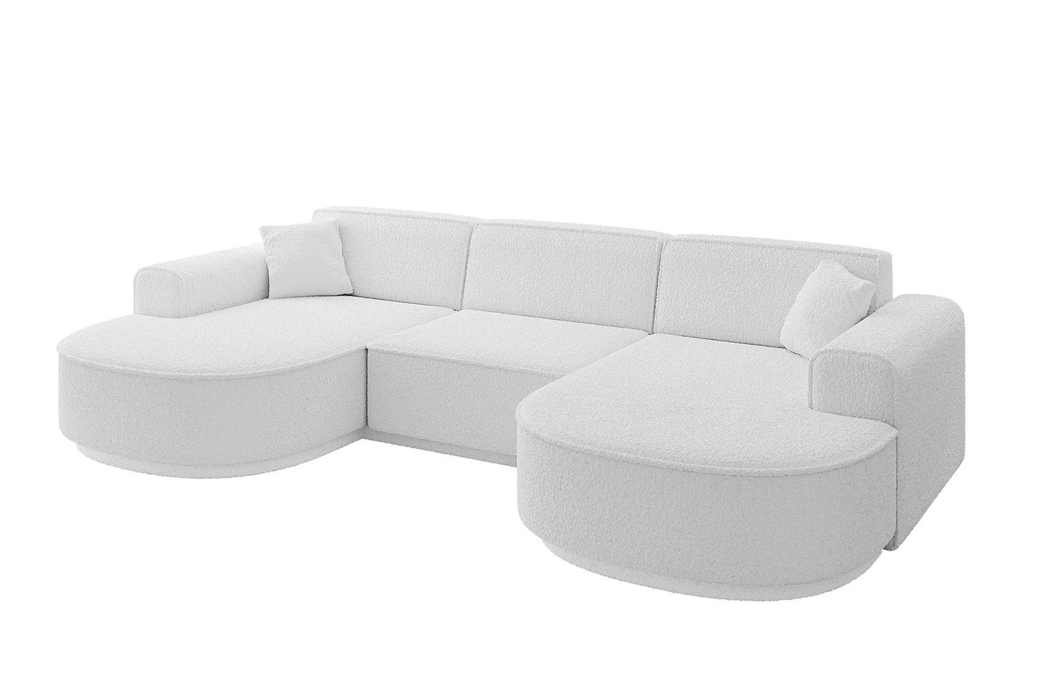 WOHNLANDSCHAFT MARI-U1-v3 - 303x171x83 cm Weiß Bouclé - Schwarz/Weiß, Holzwerkstoff/Kunststoff (303/83/171cm) - ALTDECOR
