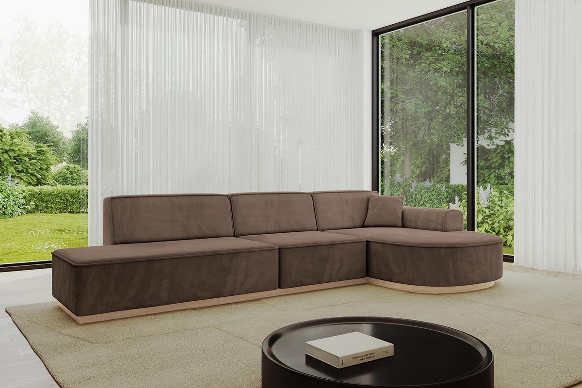 ECKSOFA Ottomane Rechts ARRIO-L2 - 328x171x83 cm Braun - Braun, Holzwerkstoff/Textil (328/171cm) - ALTDECOR