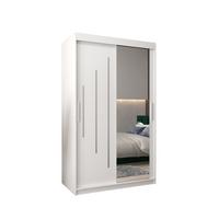 SCHWEBETÜRENSCHRANK 200/120/62 2-türig - Silberfarben/Weiß, Holz/Kunststoff (120/200/62cm) - Abiks Möbel