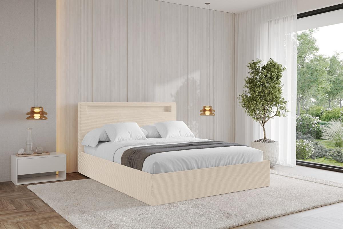 POLSTERBETT mit Bettkasten und Lattenrost, Boxbett ohne Matratze - GOLA 140x200 Beige - Kaschmir, Holzwerkstoff/Textil (140/200cm) - ALTDECOR