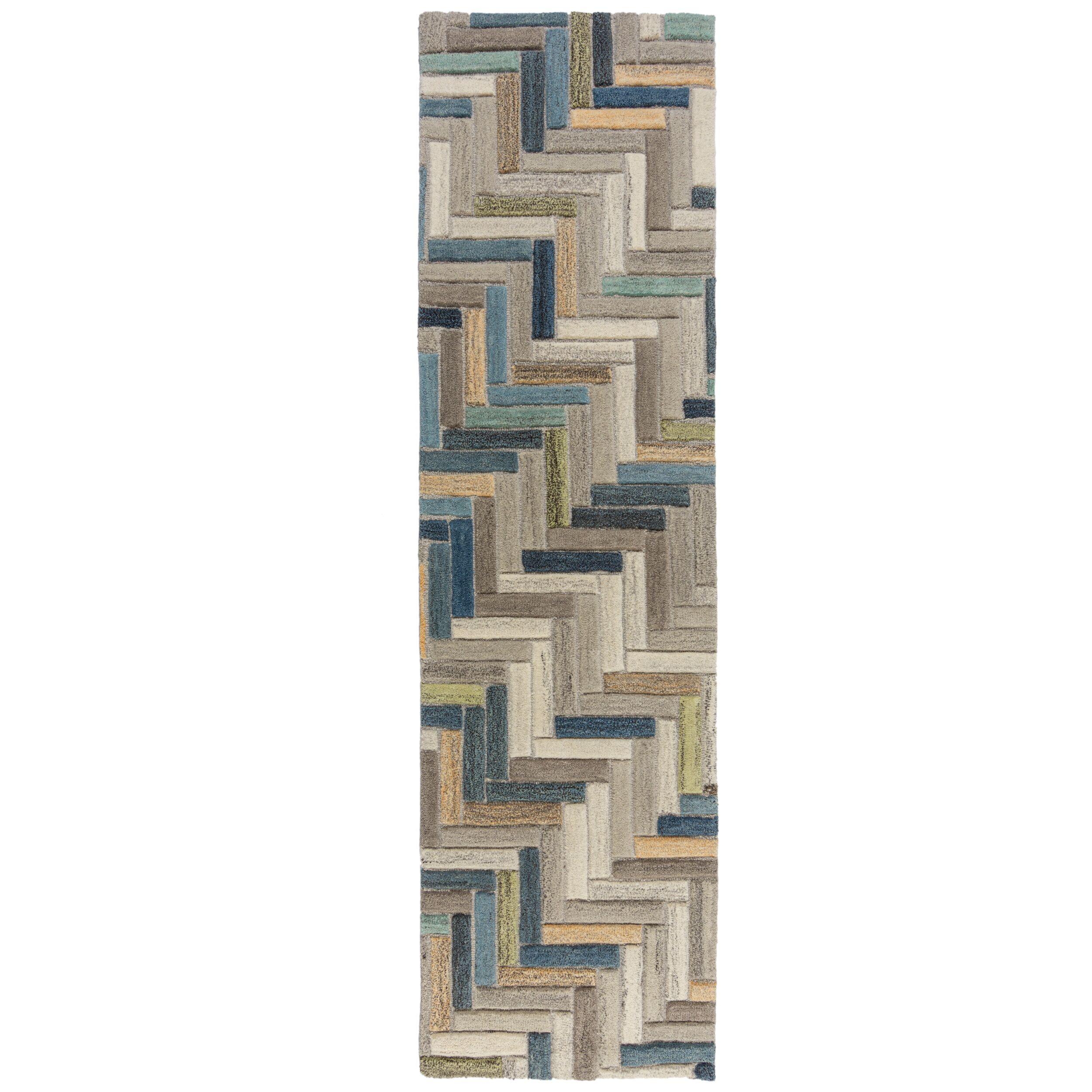 TEPPICH aus Wolle ESK in Blau-Bunt, geometrisch, 60 x 230 cm - Blau, Textil (230/60cm) - KADIMA DESIGN