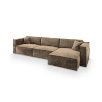 ECKSOFA TOLMO M Beige Velours-Stoff mit Schlaffunktion - Beige/Grau, Holz/Kunststoff (347/148cm) - MASSENO