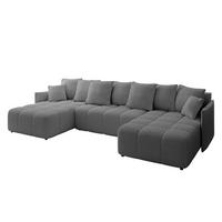 WOHNLANDSCHAFT LONLI-U 355x189x68 Grau Bouclé - Platinfarben, Holzwerkstoff/Kunststoff (355/68/189cm) - ALTDECOR
