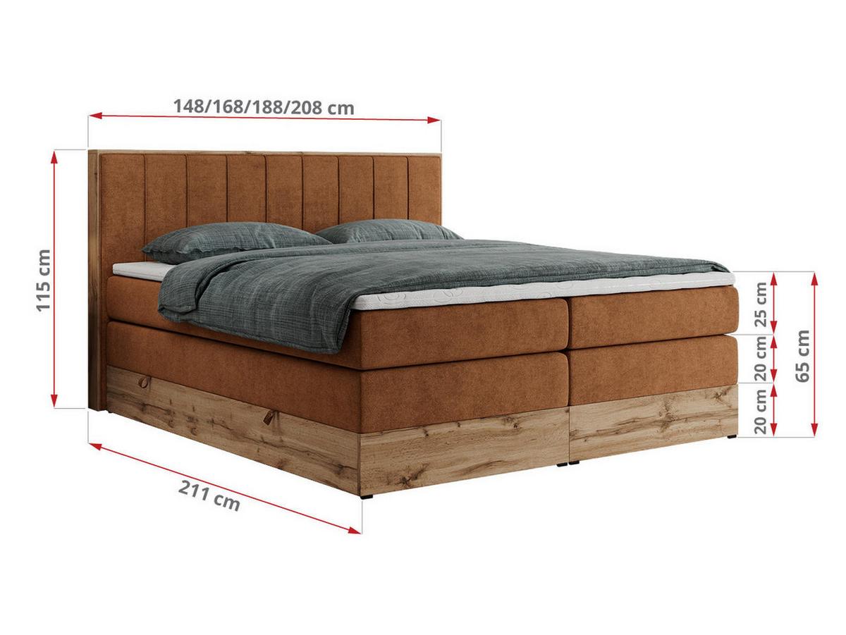 BOXSPRINGBETT BELLISSIMO KING 140/200 Orange Struktur - H4 - Orange, Holz/Textil (140/200cm) - MKS