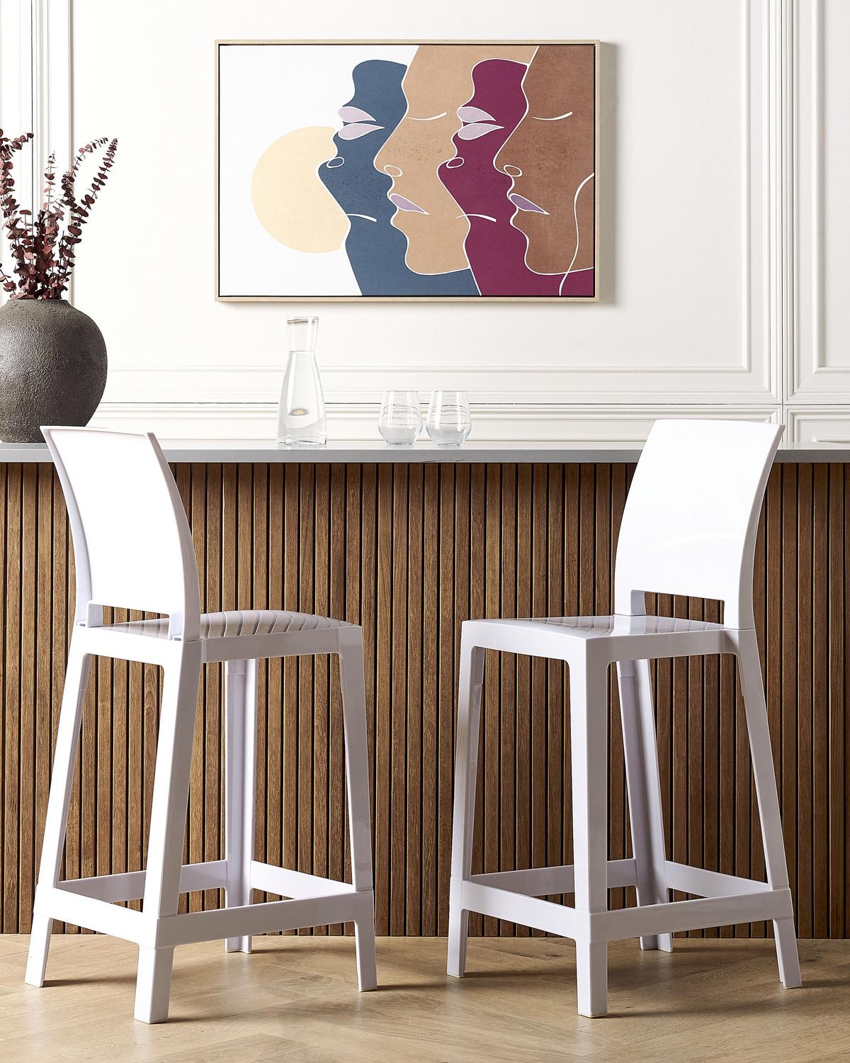 BARSTUHL 2er-Set Kunststoff weiß Wellington - Weiß, Kunststoff (41/99/48cm) - Beliani