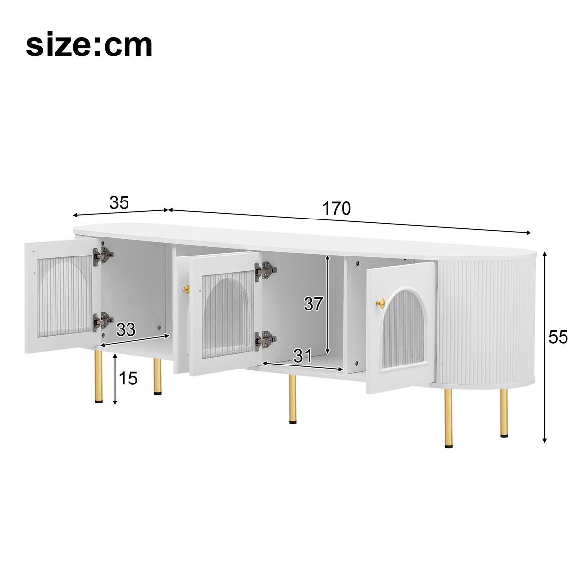TV-ELEMENT Weiß 170/35/55 cm - Weiß, Glas/Holz (170/55/35cm) - Urban Meuble