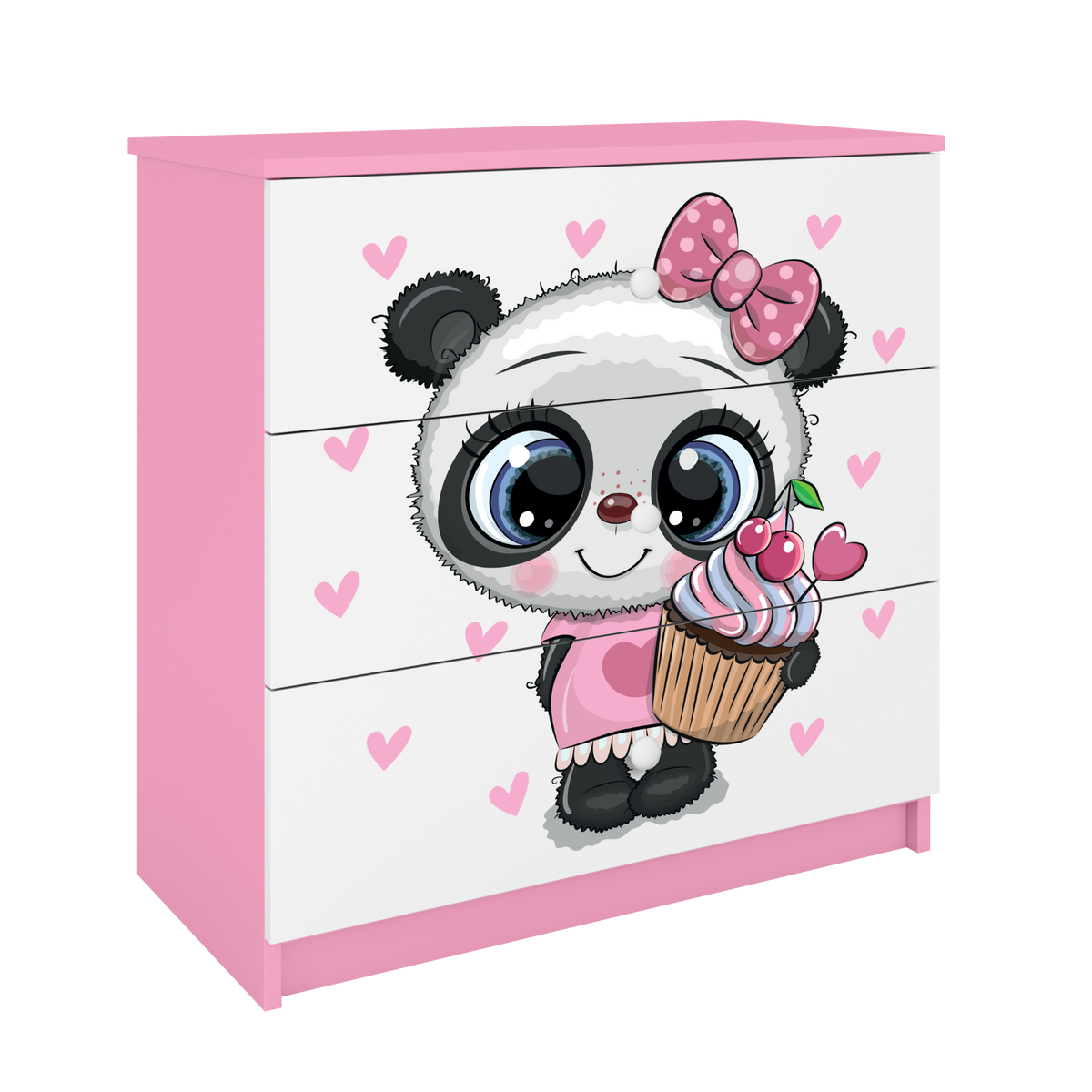 KOMMODE Babydreams Panda 81/81/41 - Rosa, Holzwerkstoff (81/81/41cm) - RAUMHIRSCH FURNITURE