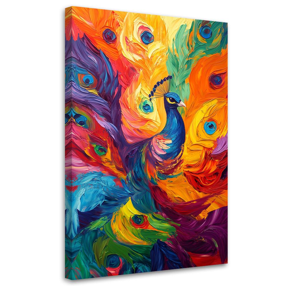 LEINWANDBILD Bunter Pfau Moderne Abstraktion 70x100cm - Multicolor, Textil (70/100cm) - Feeby