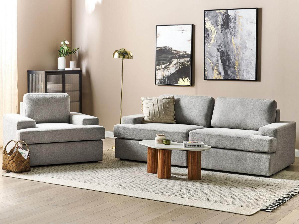 SOFA-SET 4-sitzer hellgrau Alla - Grau, Textil (112/112/208cm) - Beliani