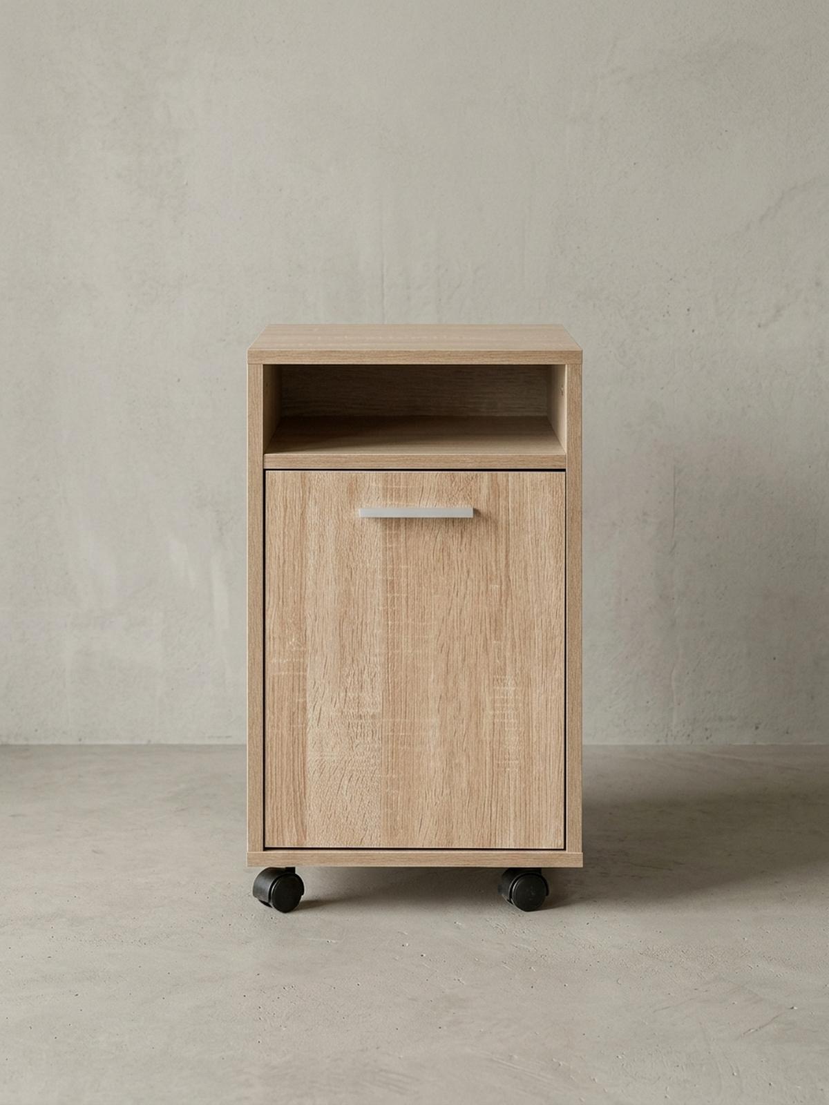 ROLLCONTAINER 2 Türfächer Ablage Rollen Mit Bremsen OSSOLA, Beige 33x38x60 cm - Beige/Schwarz, Holz/Kunststoff (33/60/38cm) - KADIMA DESIGN