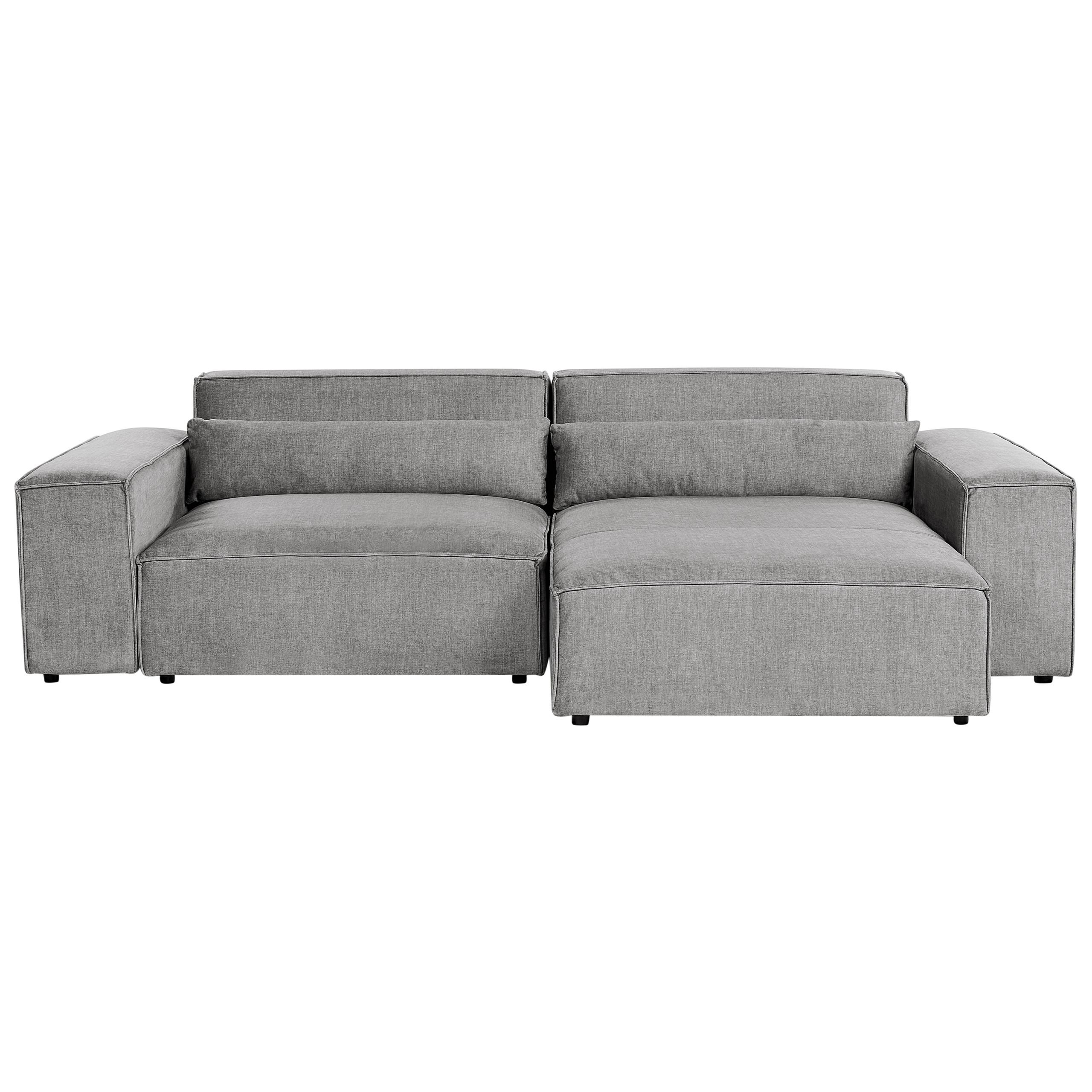 ECKSOFA Modul 3-Sitzer linksseitig Grau Stoff Hellnar - Grau, Textil (262/176cm) - Beliani