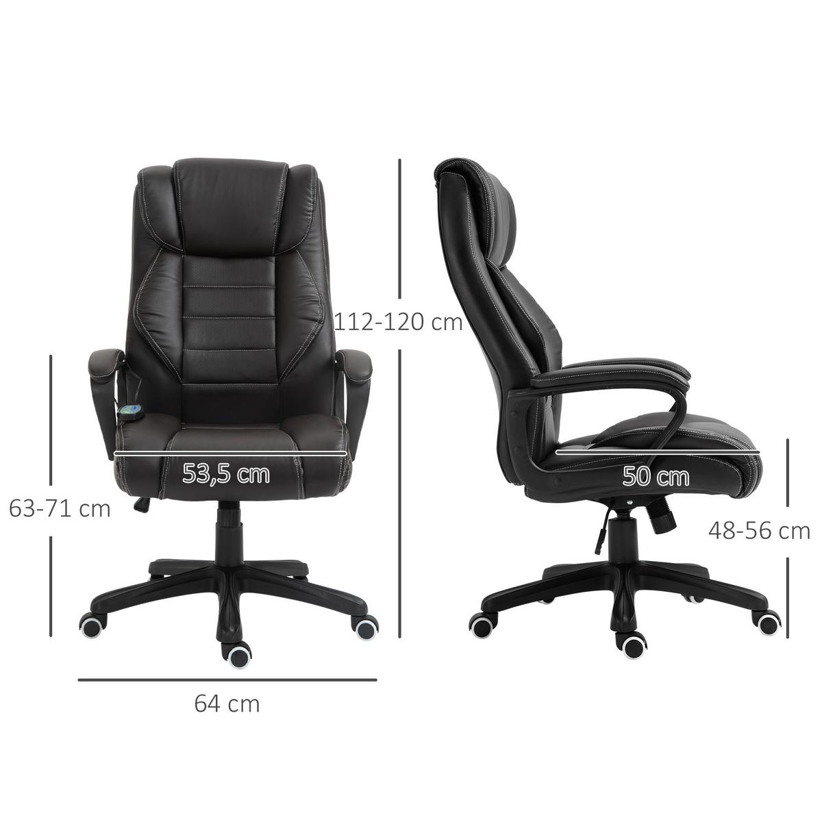 BÜROSTUHL mit Massagefunktion, höhenverstellbar, 6 Vibrationspunkte, Braun - Braun, Kunststoff (64/120/74cm) - Vinsetto