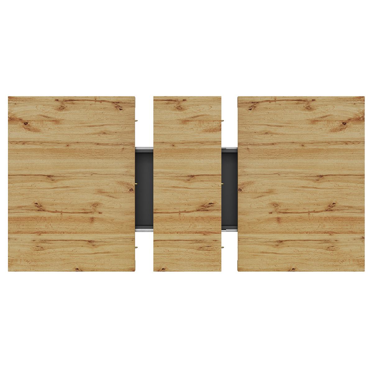 ESSTISCH Ausziehbar 100-176cm Eiche & Schwarz Teleskopdesign - Naturfarben, Holzwerkstoff (80/119/75cm) - Urban Meuble