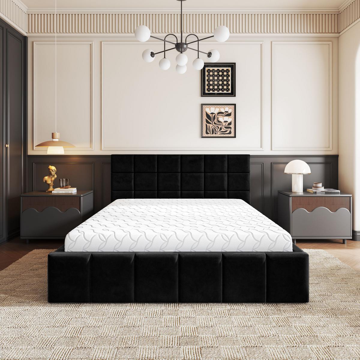 POLSTERBETT VERTO K 200x200 cm mit Bettkästen - Schwarz - Schwarz, Holz/Textil - MASSENO
