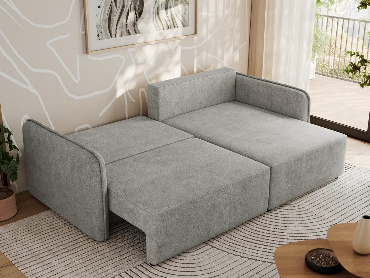 ECKSCHLAFSOFA MESTO L Hellgrau Struktur - rechts - Hellgrau/Schwarz, Kunststoff/Textil (147/227cm) - MKS