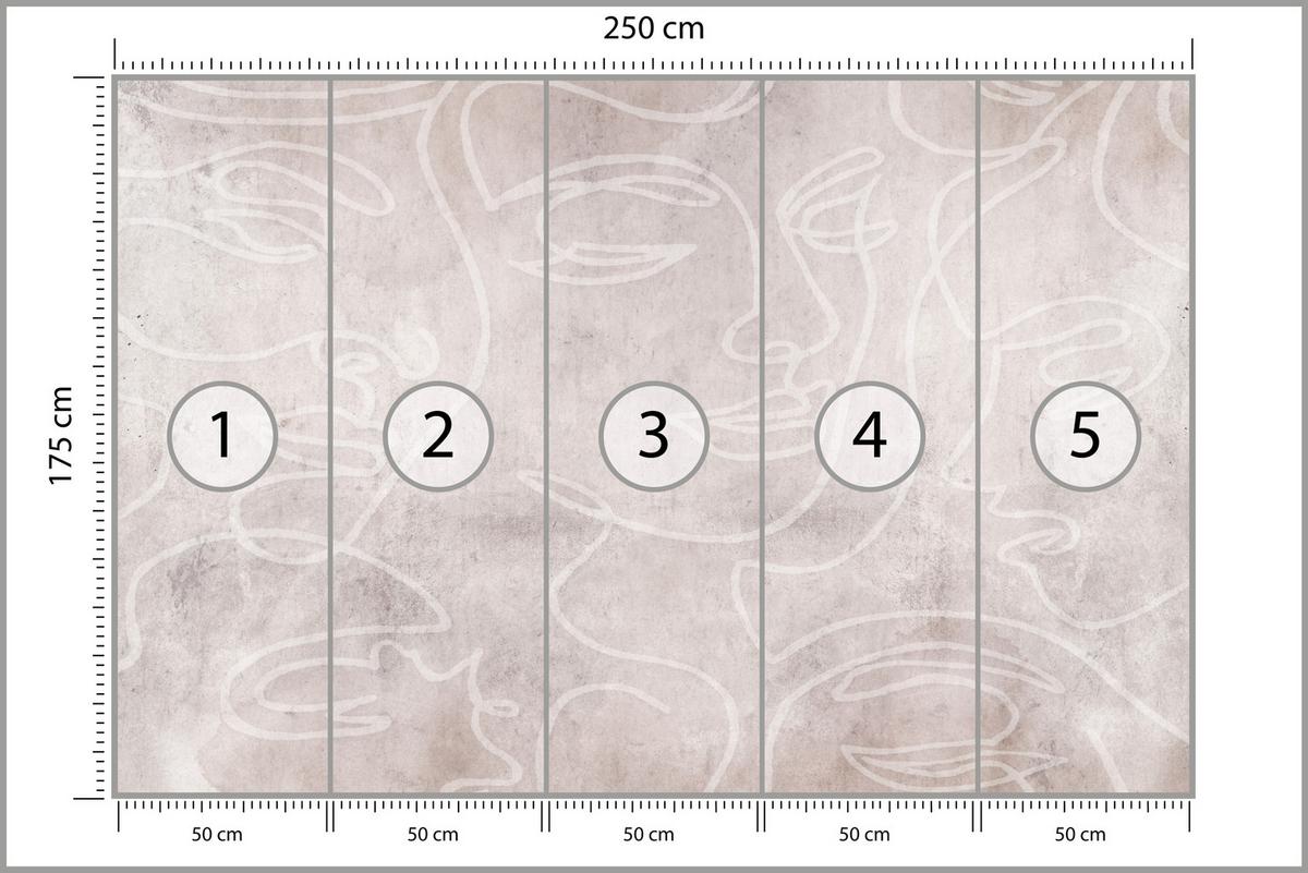FOTOTAPETE für Schlafzimmer Abstrakte Gesichter Beton 250x175 - Beige/Braun, Papier (250/175cm) - Muralo