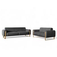 SOFASET Valerie 3-2 - Anthrazit, Holzwerkstoff/Textil (228/79/90cm) - Fun Möbel