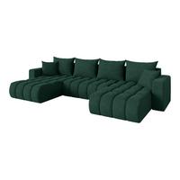 WOHNLANDSCHAFT mit Schlaffunktion und Bettkasten MILA-U-v1 378x194x86 Grün Velours - Schwarz/Grün, Holzwerkstoff/Kunststoff (378/86/194cm) - ALTDECOR