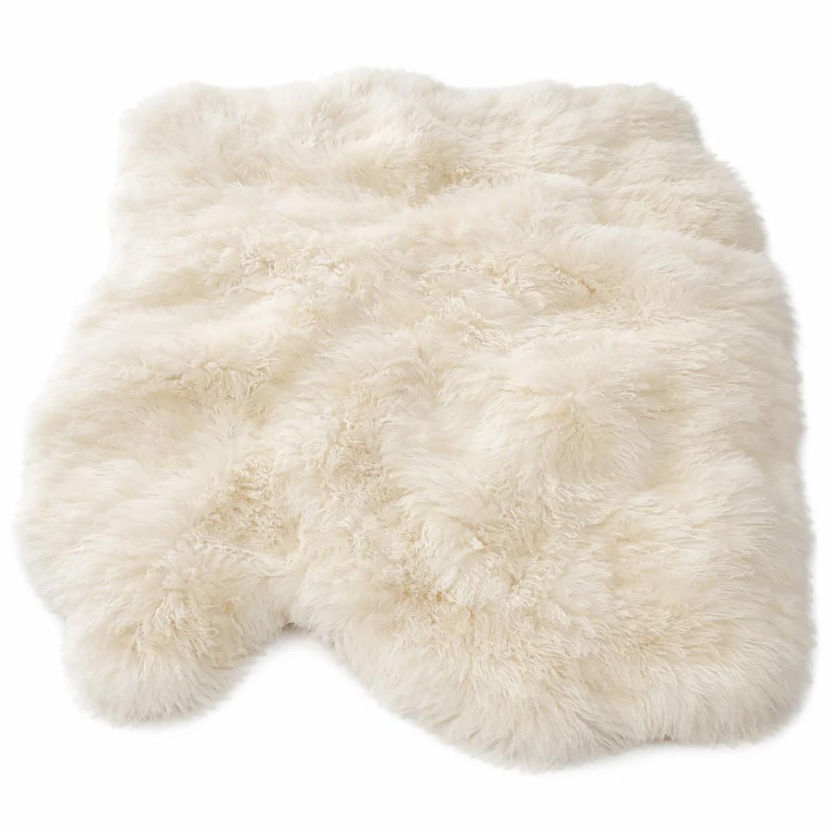 FELL Öko Schaffell Läufer Weiß Geflammt ca. 110/110 cm - Weiß, Fell (110/110cm) - Provellus
