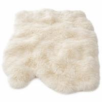 FELL Öko Schaffell Läufer Weiß Geflammt ca. 110/110 cm - Weiß, Fell (110/110cm) - Provellus