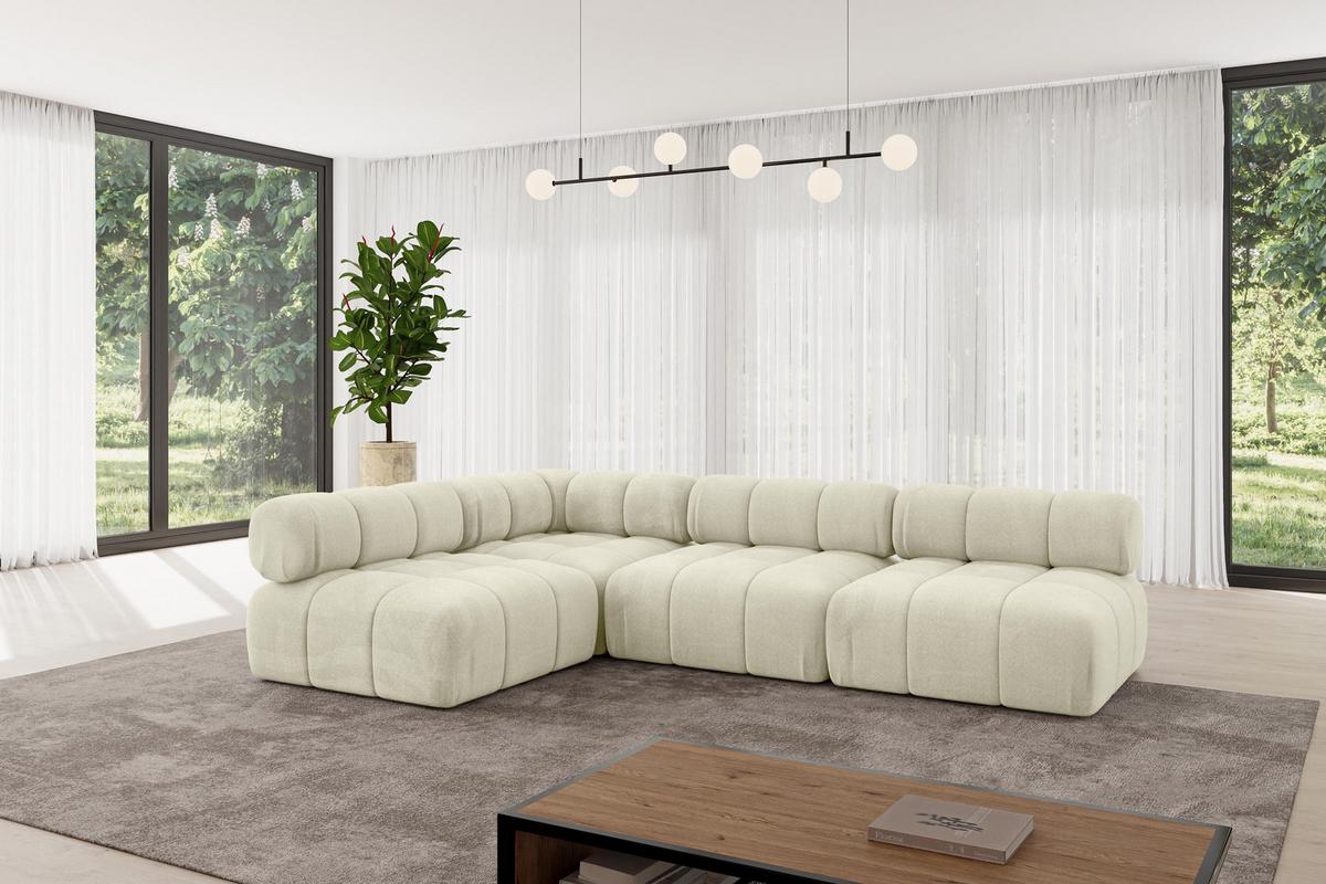 ECKSOFA modulares Sofa Samaro-L2 - 285x190x70 cm Beige Velours - Beige, Holzwerkstoff/Textil (285/190cm) - ALTDECOR
