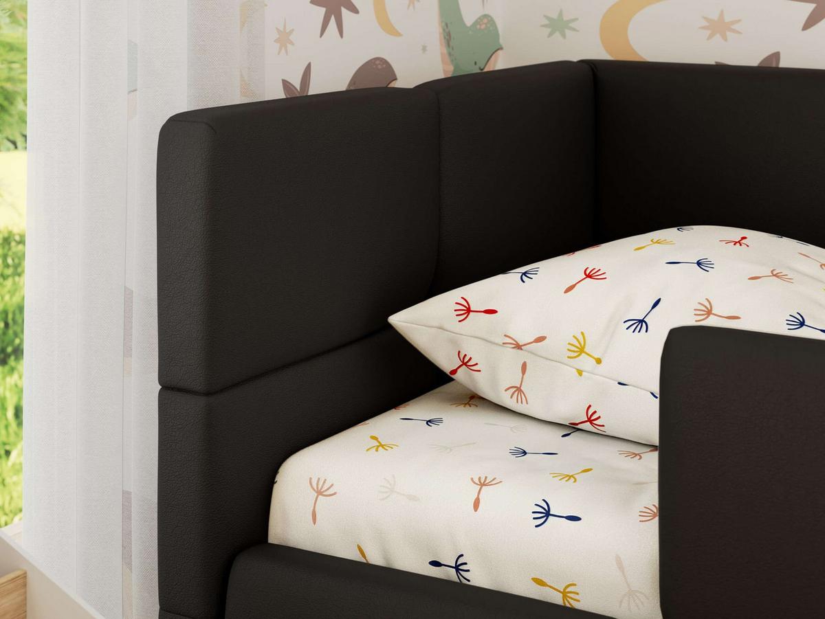 POLSTERBETT ARVO ALTA 90/200 - Schwarz Kunstleder - Ohne Matratze - Links - Schwarz, Textil (90/200cm) - MKS