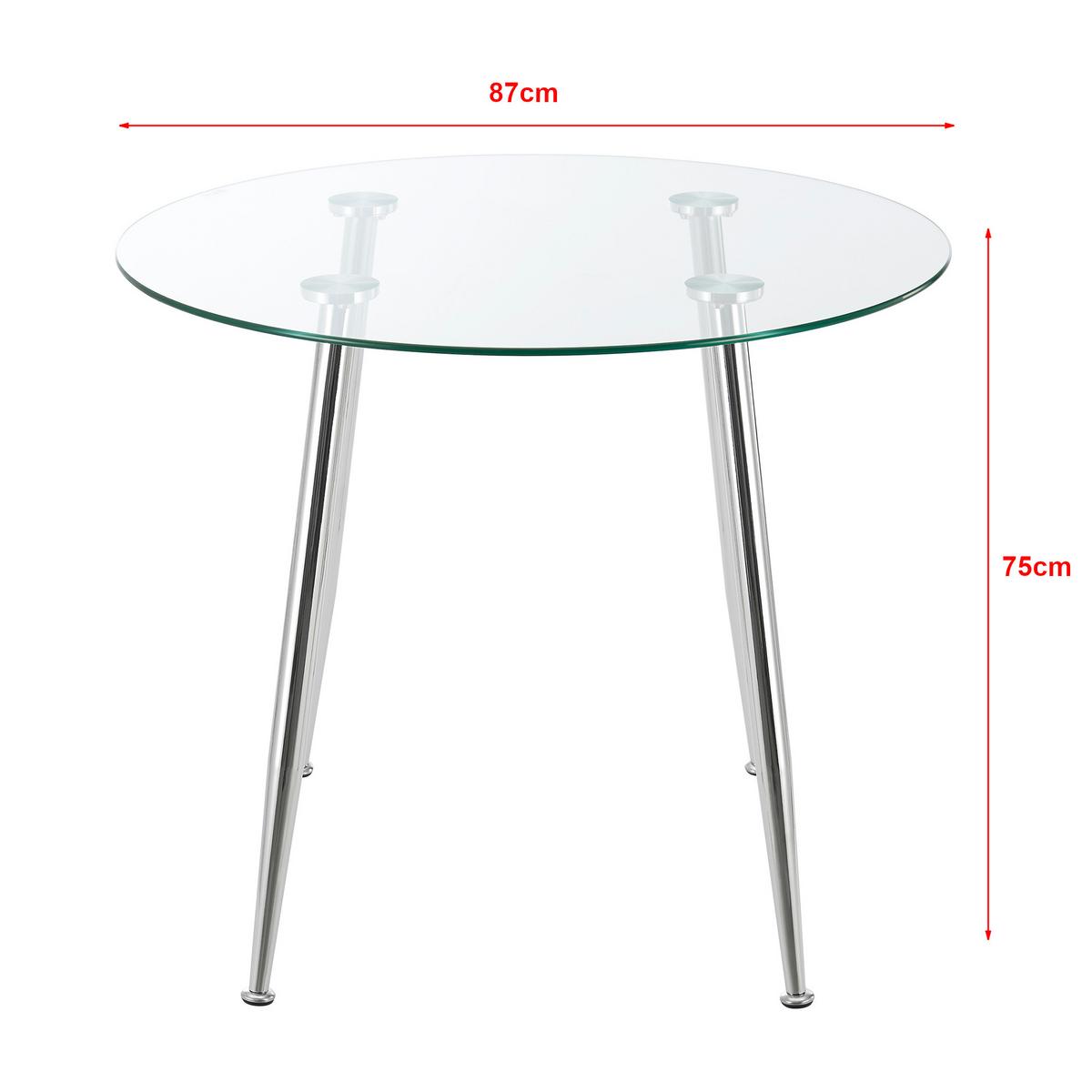 ESSTISCH Humppila - Chromfarben/Transparent, Glas/Metall (87/87/75cm) - [en.casa]