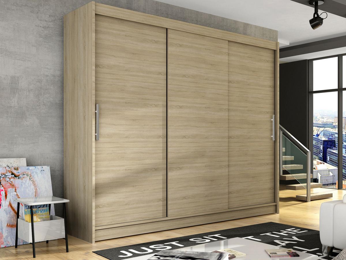 KLEIDERSCHRANK Aston II - Silberfarben/Sonoma Eiche, Holzwerkstoff/Kunststoff (250/215/58cm) - MIRJAN24