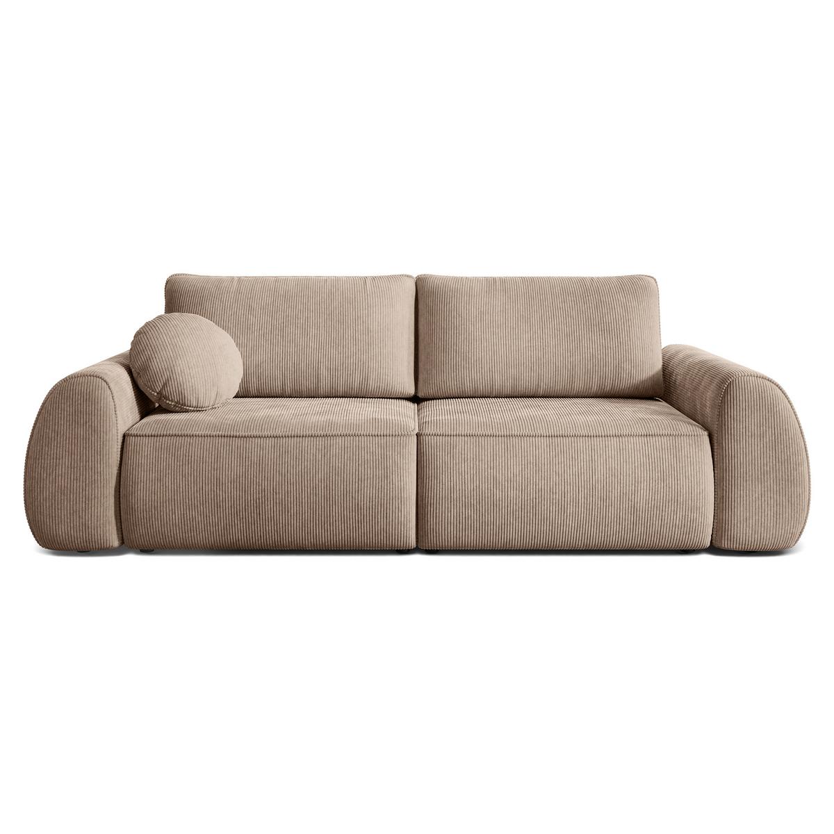 BETTSOFA ZEFEO Beige Kordstoff mit Schlaffunktion - Beige, Textil (264/96/106cm) - MASSENO