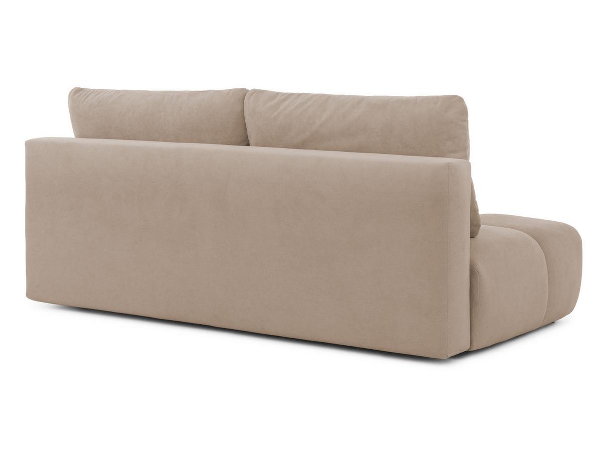 SCHLAFSOFA Belluno aus hochwertigem Dunkelbeige Plüschstoff mit Bettkasten und tiefen Steppungen in Bubble-Optik - Schwarz/Cappuccino, Holz/Kunststoff (205/87/105cm) - S-Style
