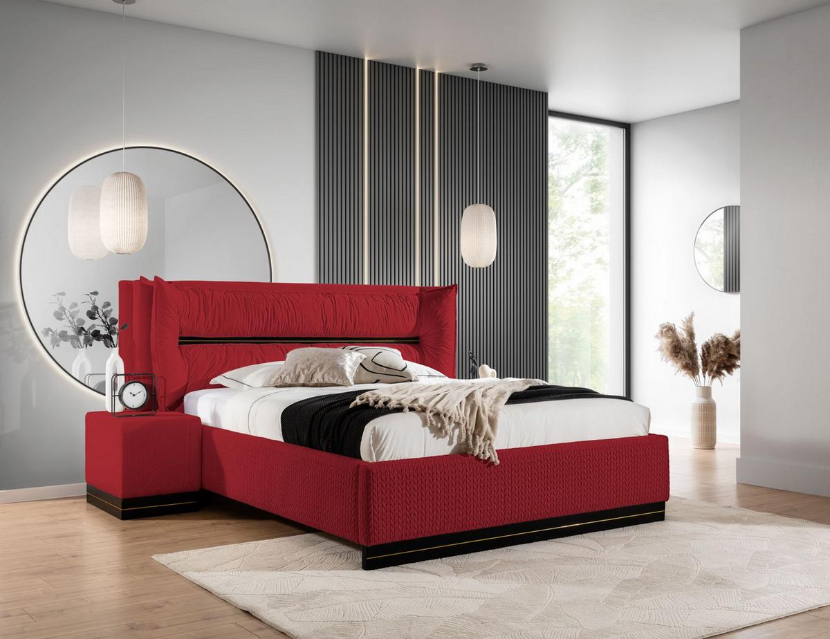 POLSTERBETT Hamilton Magic Velvet Set.1 - Rot, Holzwerkstoff/Textil (180/200cm) - Fun Möbel