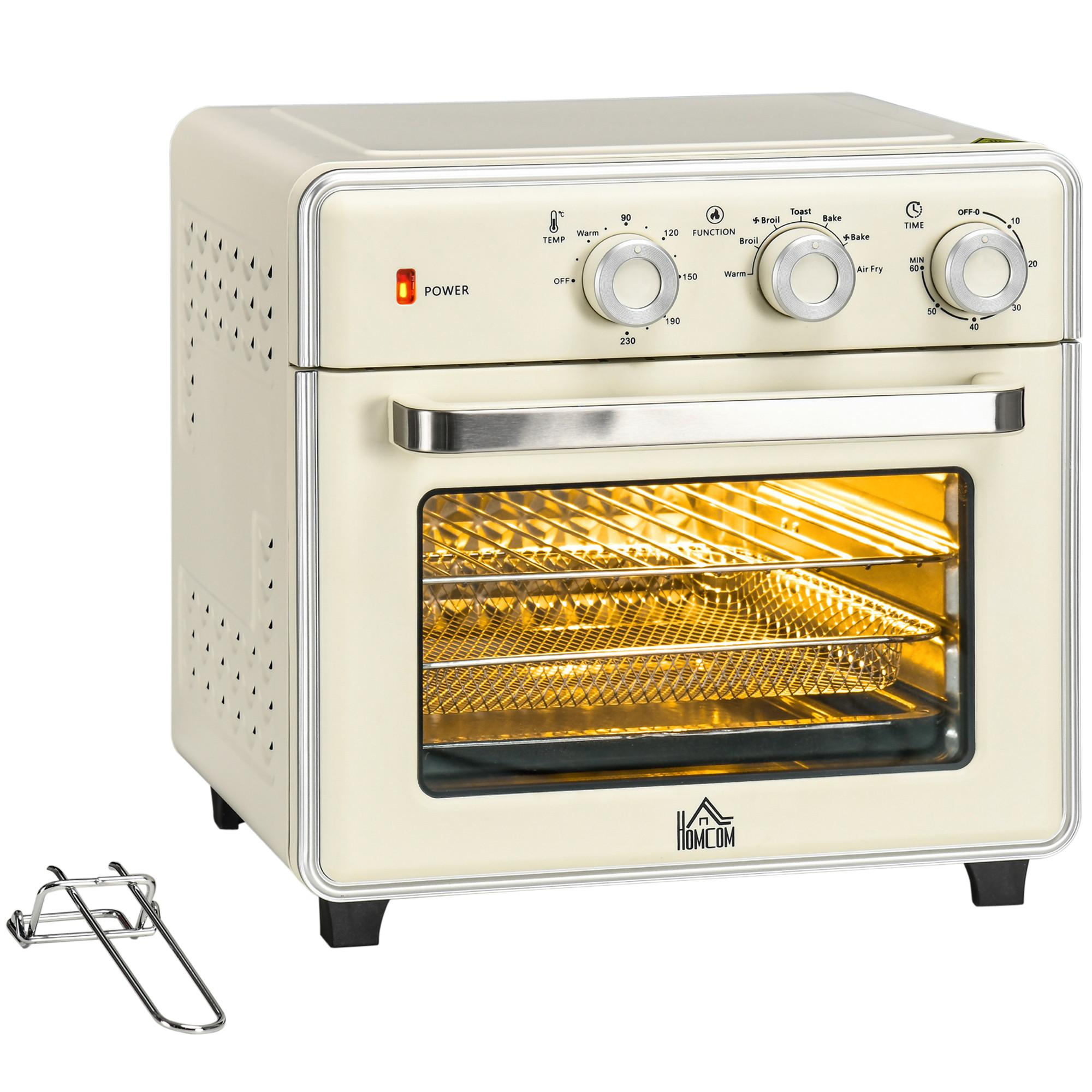 MINIBACKOFEN Stahl Kunststoff Cremeweiß Silber - Creme, Metall (36/37.7/34.5cm) - HOMCOM