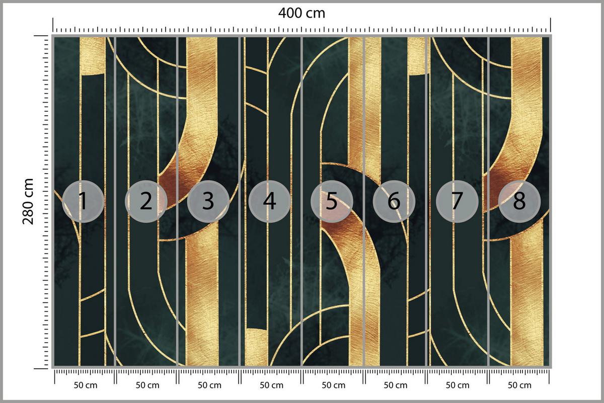 FOTOTAPETE für Büro Imitation Goldene Abstraktion Formen Geometrisch 400x280 - Schwarz, Papier (400/280cm) - Muralo