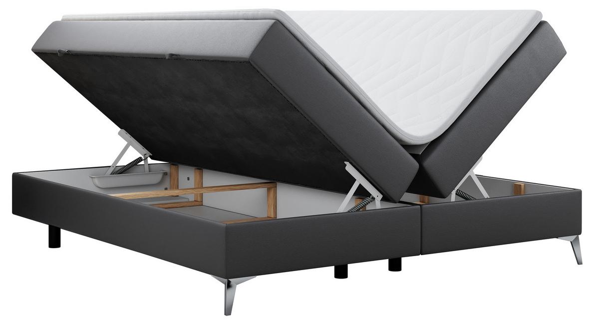 BOXBETT LESS 140/200 Dunkelgrau Kunstleder - H4 - Dunkelgrau, Holz/Textil (140/200cm) - MKS