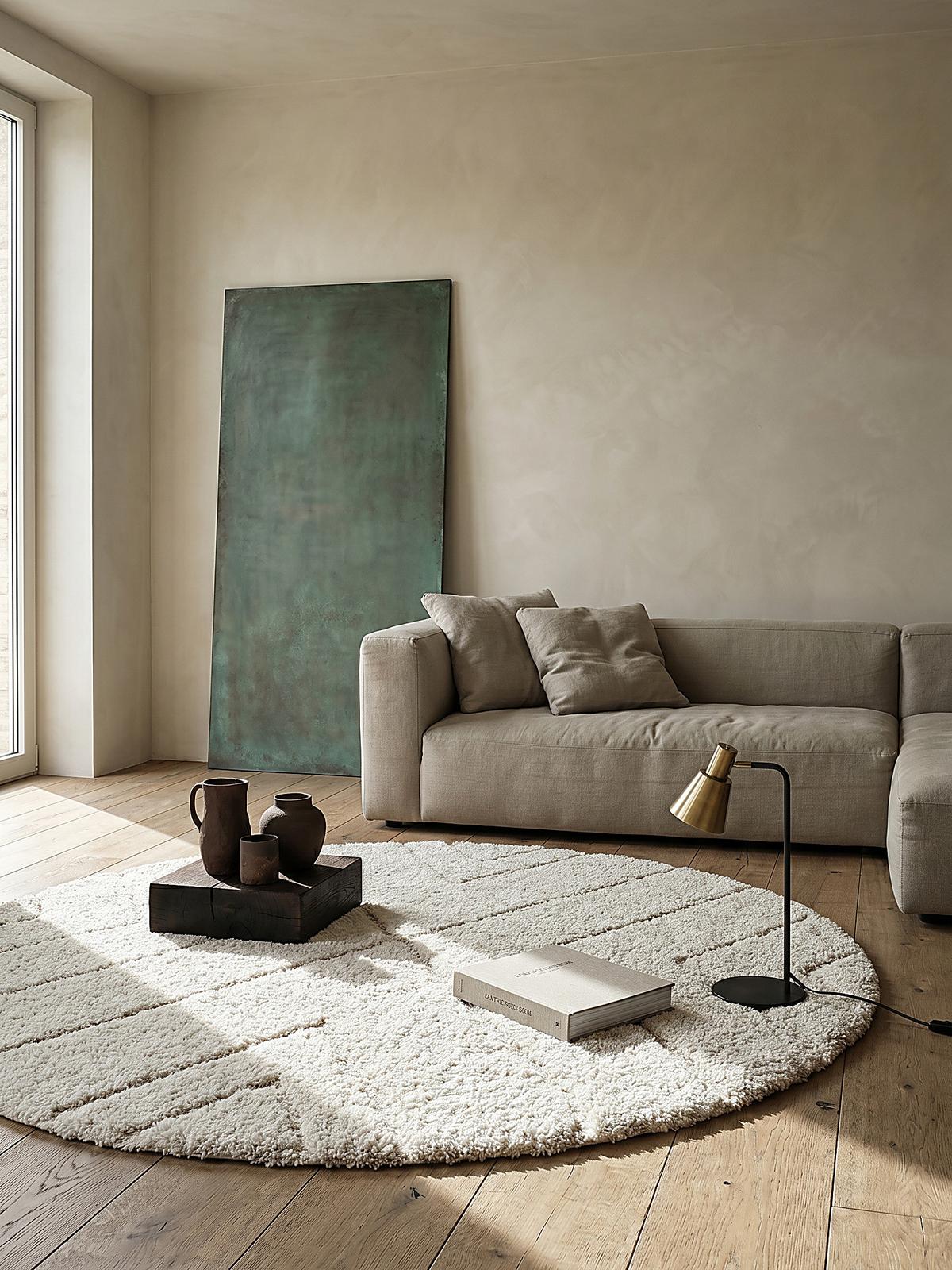 RUNDTEPPICH Berber ATRIO Polypropylen Creme 160 x 160 cm - Beige, Textil (160/160cm) - KADIMA DESIGN