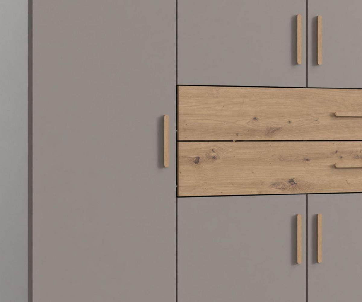 DREHTÜRENSCHRANK B270/H208/T58 cm Sandgrau, Kleiderschrank mit 2 großen Schubkästen & Griffen in Eiche Artisan Dekor / 22641 - Sandfarben/Eiche Artisan, Holzwerkstoff/Kunststoff (270/208/58cm) - luma-home
