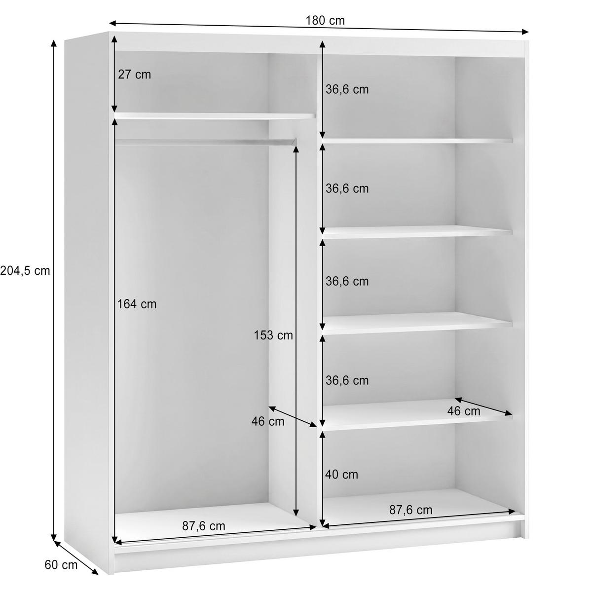 SCHWEBETÜRENSCHRANK Hela mit 2 Türen. 180 cm, Kaschmir - Kaschmir, Holzwerkstoff (180/205/60cm) - Beautysofa