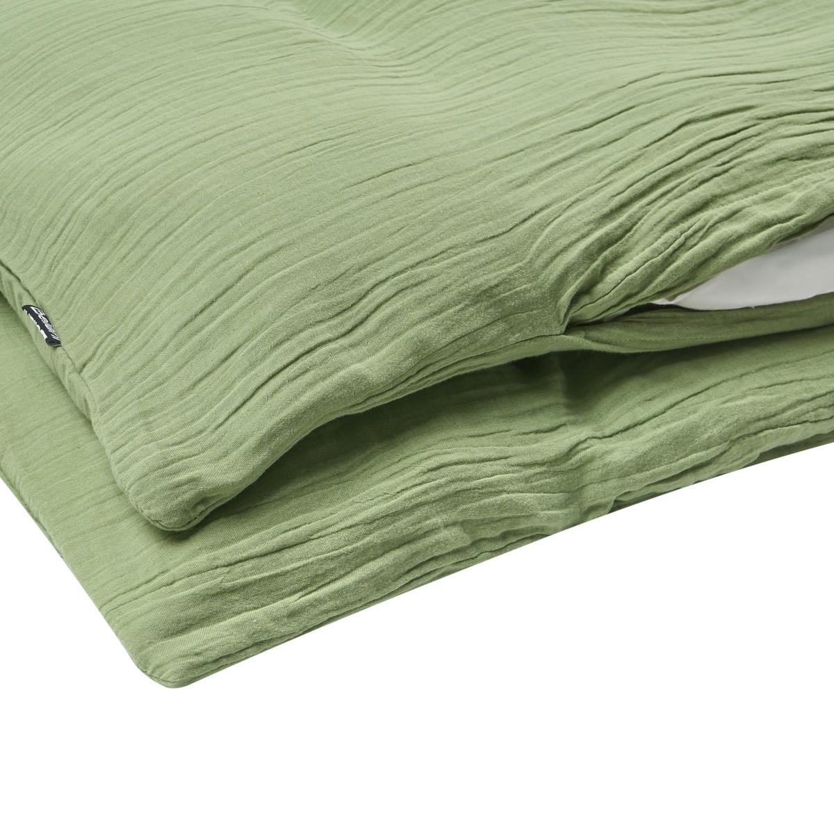 BETTWÄSCHE-SET 200/200 cm Baumwollmusselin Grün Sumner - Grün, Textil (200/200cm) - Beliani