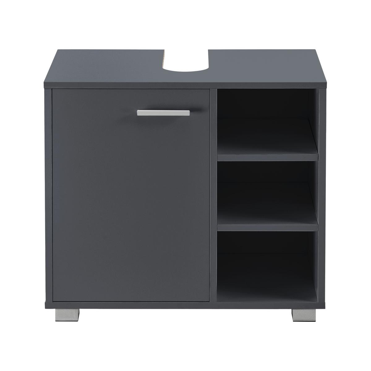 WASCHBECKENUNTERSCHRANK Narvik - Dunkelgrau, Holzwerkstoff (60/55.6/31cm) - [en.casa]