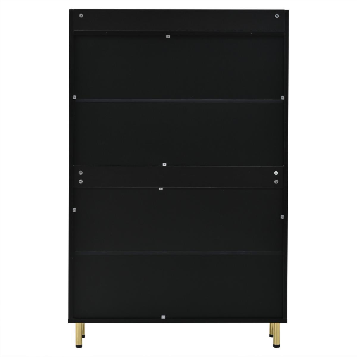 SCHUHSCHRANK schwarz schmal klappfächer - Schwarz, Holzwerkstoff (80/123.5/23.5cm) - Urban Meuble