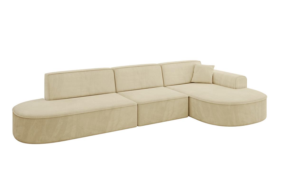 ECKSOFA Ottomane Rechts MARI-L2 - 328x171x79 cm Beige Velours - Beige/Schwarz, Holzwerkstoff/Kunststoff (171/328cm) - ALTDECOR