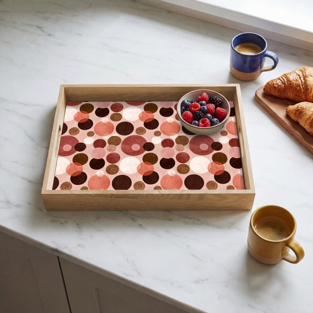 TABLETT Kreise - Modern - Farbenfroh 40x30 cm - Rosa, Holz (40/5/5cm) - OnlyWow