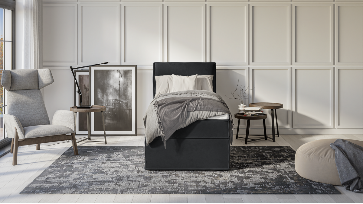 BOXBETT Eclipse 90/200 cm Graphit Luxusmicrofaser - Graphitfarben/Schwarz, Holz/Kunststoff (90/200cm) - S-Style Möbel